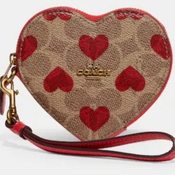 Heart Wristlet In Signature Canvas With Heart Print - Picture 10 of 10